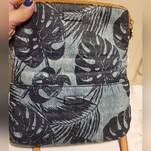 G.I.L.I. Tan Leather/Palm Print Canvas 2-in-1=Clutch/Crossbody Bag MSRP $139 - Picture 6 of 10